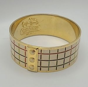 COACH Bangle Gold Tone Authentic Tattersall Plaid Pattern Size 8"